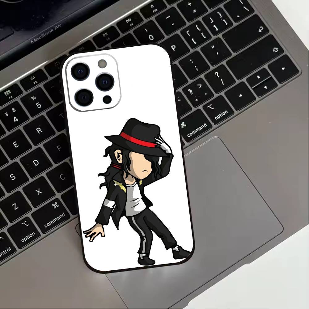 Cute Cartoon M-Michael J-Jackson  Phone Case For iPhone 17,16,15,14,13,12,11 Plus,Pro Max,XS,Soft Silicone Black Cover