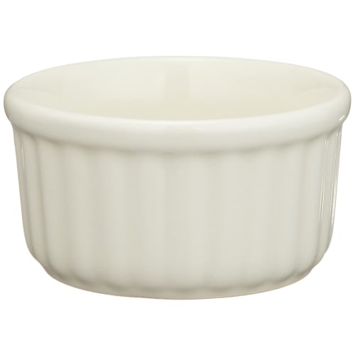 Banko Ware Oven-Safe Souffl? Cocotte (Small) Plates, Set of 2, White Vertical Stripes, Approx. 9cm Diameter, Microwave Safe, 06578-2
