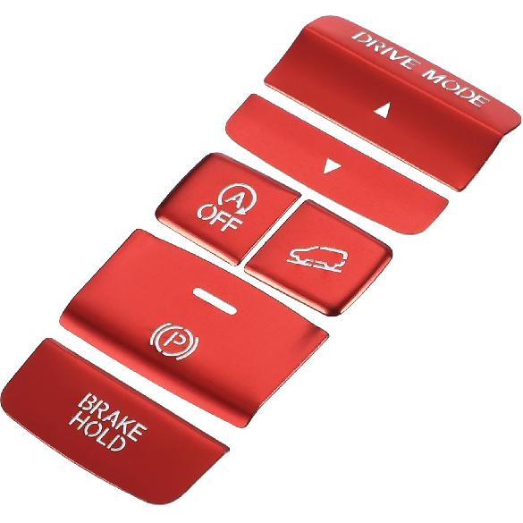 6 Pcs Car Center Console Electronic Handbrake Drive Mode Switch Button Cover Trim Compatible for Honda CR-V 2023, Durable Aluminum Alloy Red красный