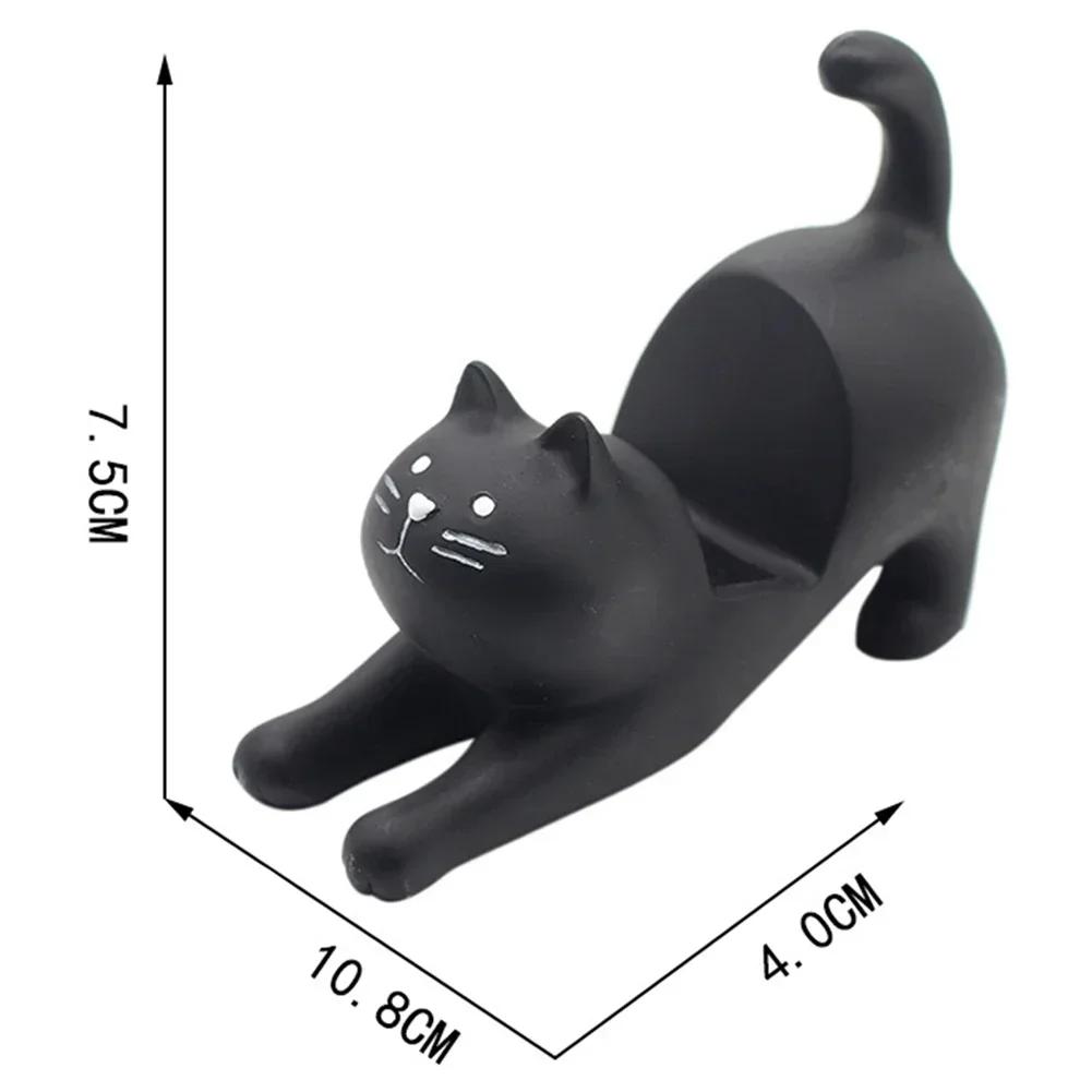Cute Lazy Bracket Cat Shape Resin Phone Holder Desktop Stand Fixing Mini Portable Multi-functional Holder Car Desk Decoration