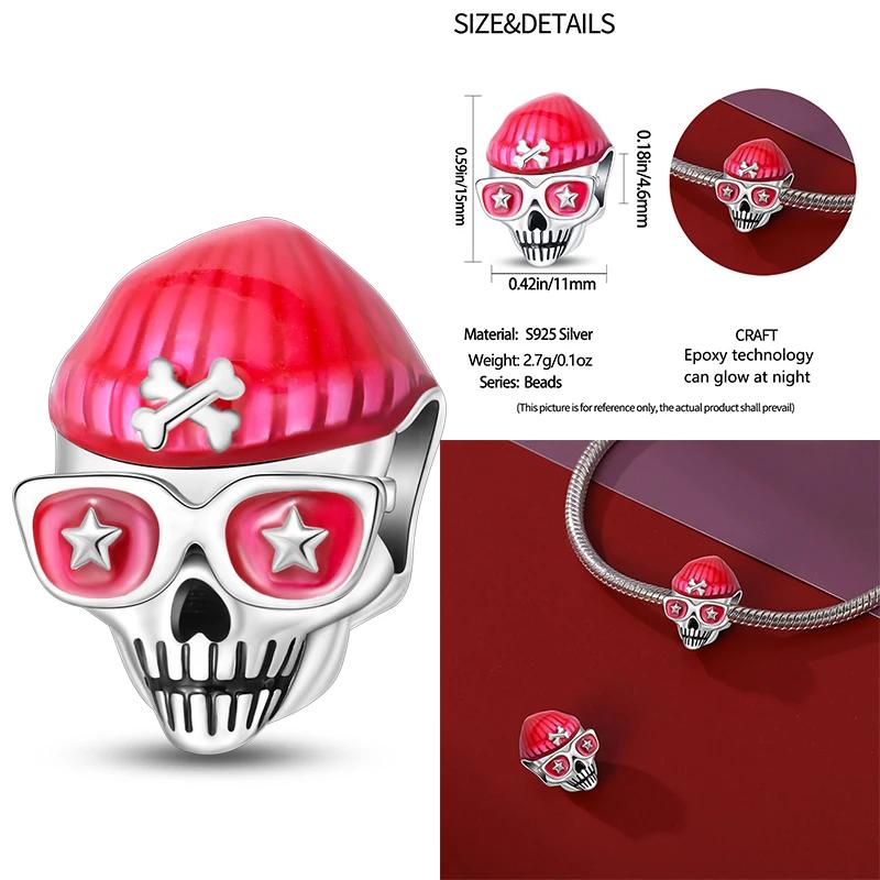 New Coppering Halloween Witch Skeleton Bat Charm Chain Beaded Fit Original Bracelet Diy Ladies Jewelry