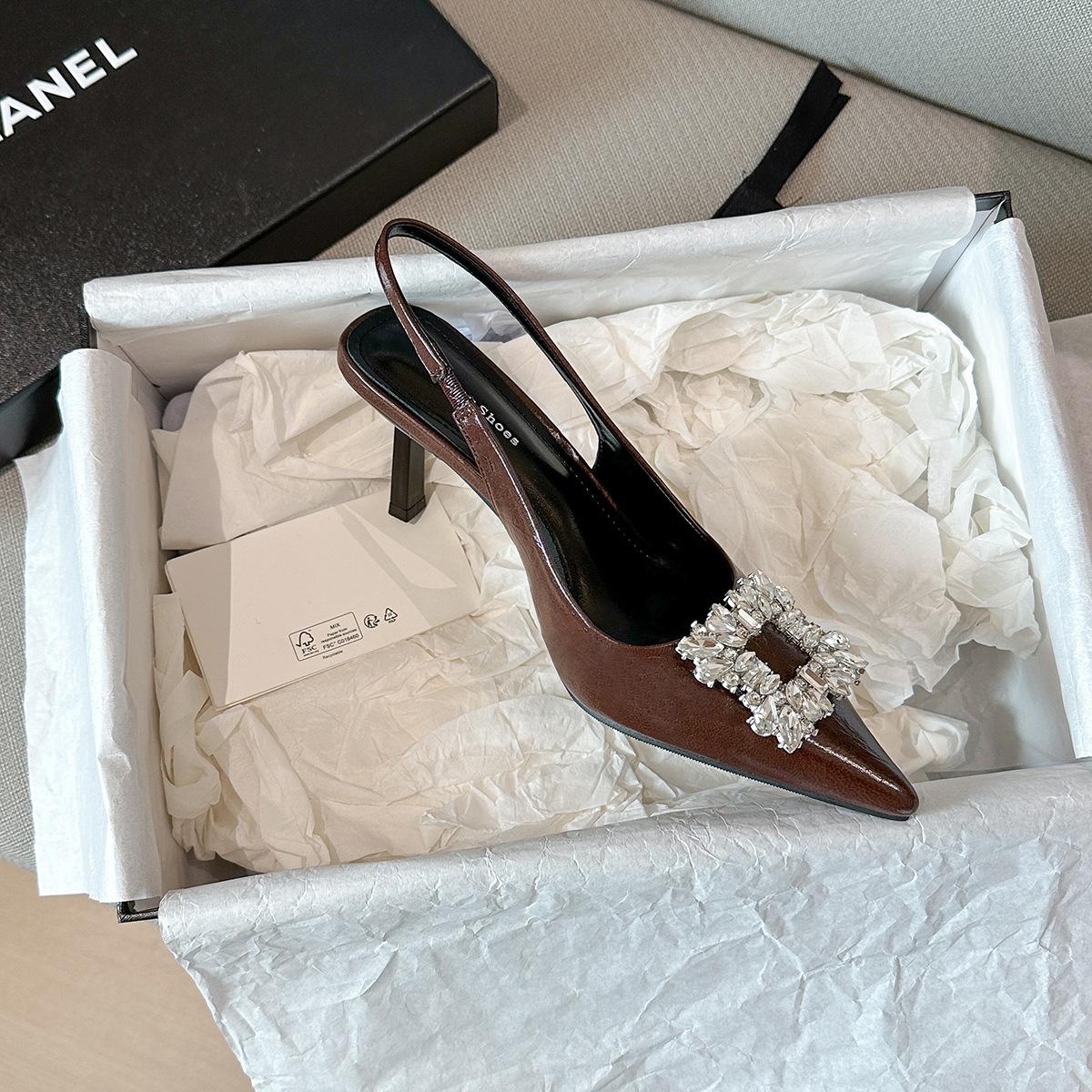 

9733-9 Французские туфли-лодочки со стразами, с острым носком, на высоком каблуке, туфли феи, новый темперамент, туфли-лодочки на тонком каблуке, банкетные женские туфли 40 бордовый