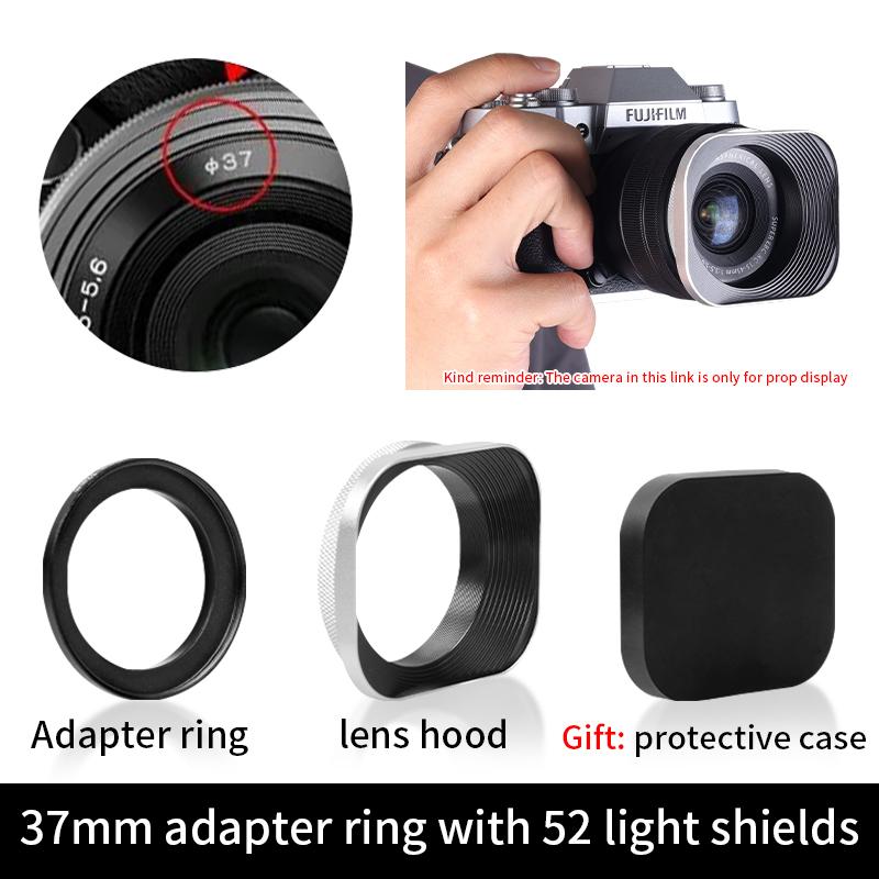 Metal Square Camera Lens Hood Compatible for Nikon16-50 Canon Sony Fuji15-45/35f2 Universal Photography Accessory 52/43/46/39mm