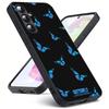 Beauty Blue Butterfly For Samsung Galaxy S25 S24 S23 Ultra S22 S21 Plus S20 Black Soft Silicone Protective Case