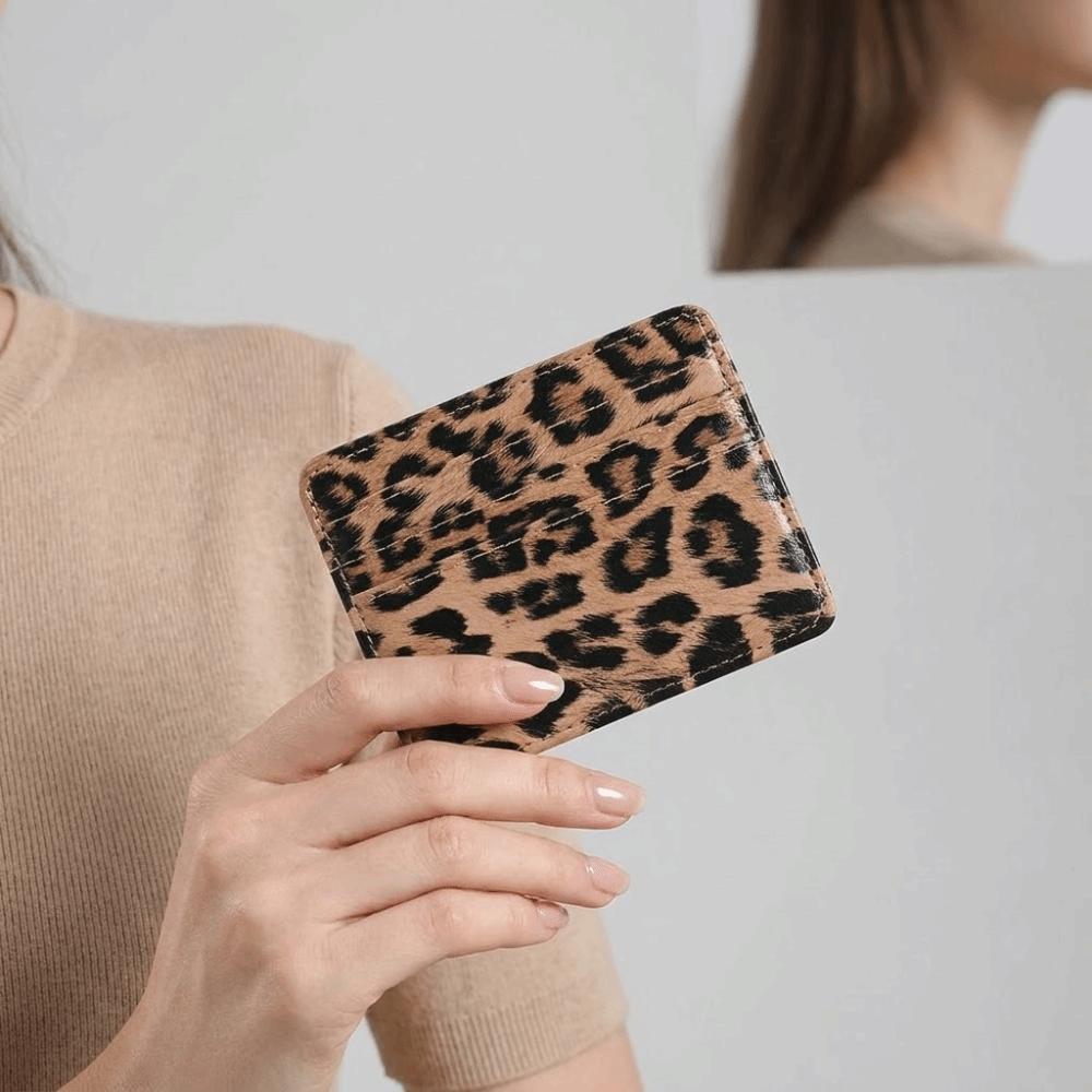 Ultradünnes Leopardenmuster Kartenetui Pu-Leder Münzbörse Mode Bankkartenhülle Student