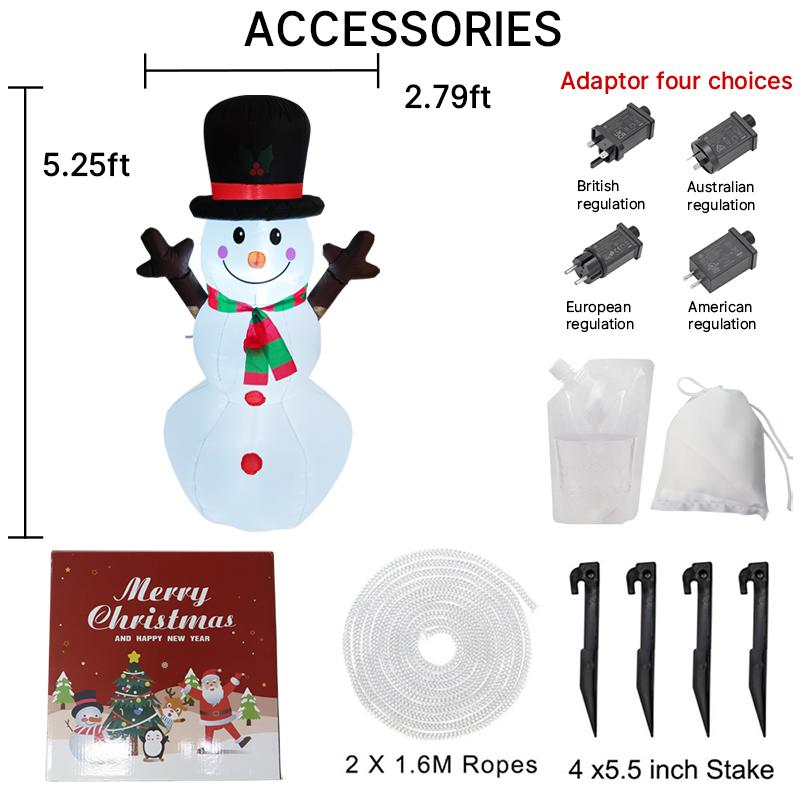 5.2FT Xmas Holiday Inflatable Yard Decor LED Snowman Toy Christma Outdoor Home Decoration Ornament Festive Gift Supplies Decor