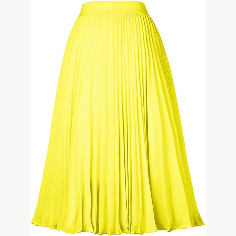 European & American Pleated Mid-Length Skirt – Elastic High Waist, Slimming Fit