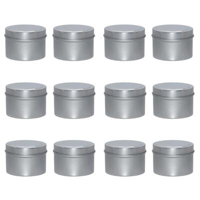 (ADOSSY) Candle Tins Set of 12 or 48, 4 Oz Tin Can Case for Storage, Simple DIY Handmade Candle Container (Silver, Set of 12)