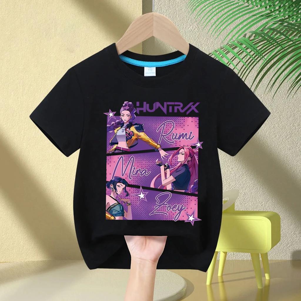 Baby Girl Clothes Crew Neck Cartoon Girls Boys Tee Kids Rumi T-shirt KPop Demon Hunters Print Fashion Casual Tops Casual