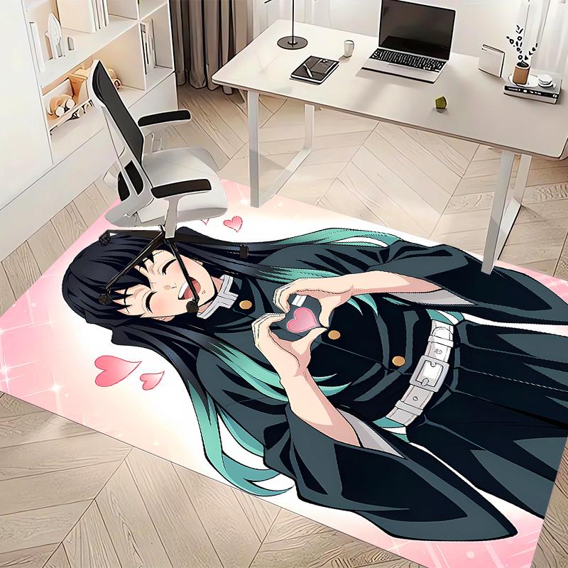 Nezuko Demon Slayer Muichiro Tokito Printed Absorbent Washable Carpet, Non-Slip Bathroom Mats, Kitchen Rugs, Yoga Mat,Living Room Entrance, Camping Pi
