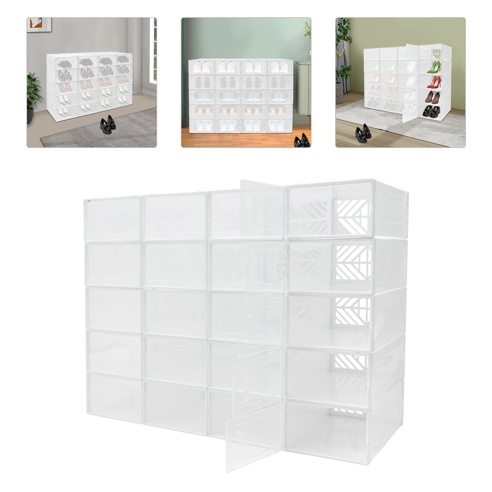 20 Pcs PP Shoe OrganisersBlackWhite Rectangle Stackable Shoe Boxes Free Standing 9270345cm for Living RoomsBedrooms белый 14890₽