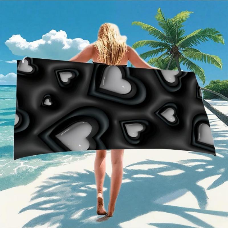 

1pc 3D Embossed Hearts Beach Towel - Quick-Dry Lightweight Bath & Swim Towel Suitable for ,Travel,Spa Soft Texture,Holiday Gift W40*H60(CM)