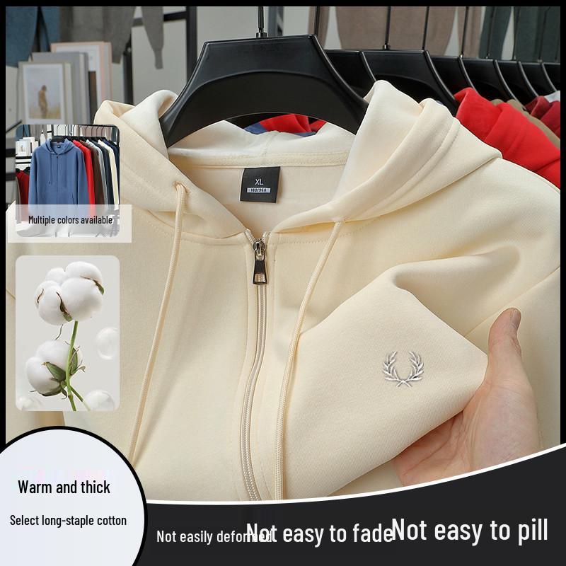 Men s Autumn/Winter 2025 Fleece-Lined Hooded Zipper Jacket XXXXL