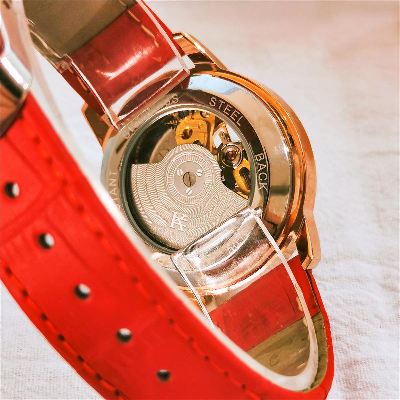 Hohles Diamant-Set Automatische Mechanische Uhr Damen Mode Einfache Leuchtende Wasserdichte Uhr Damen Gezeiten