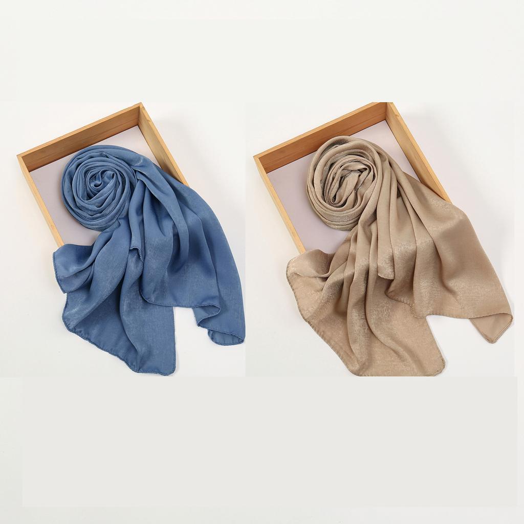 Premium Shiny Hijab Silk Scarfs Woman Muslim Hijab Head Scarf Headwraps Fashion Bufandas Silk Scarves Shawl Headband