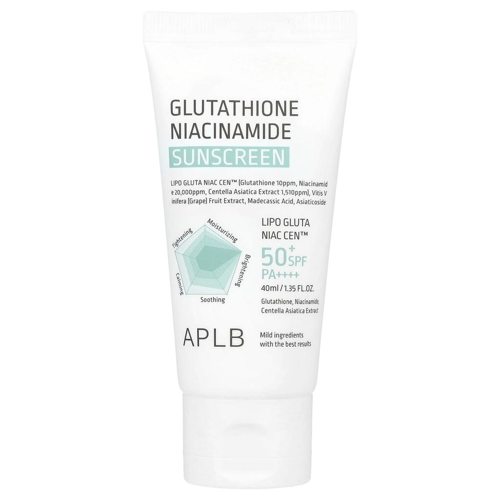 APLB Glutathione Niacinamide, Sunscreen, SPF 50+ PA ++++, 1.35 Fl Oz (40 Ml)