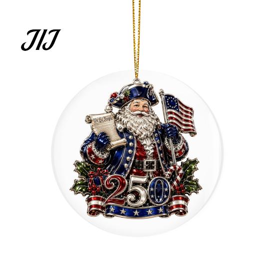 Office Christmas Holiday Decor 250th Anniversary Acrylic Hanging Ornament, Double Side Printed Festive Indoor Outdoor Seasonal Ornament for
