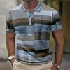 Fashionable and Minimalist Color Blocking Pattern 3D Digital Printing Men's Casual Polo Shirt