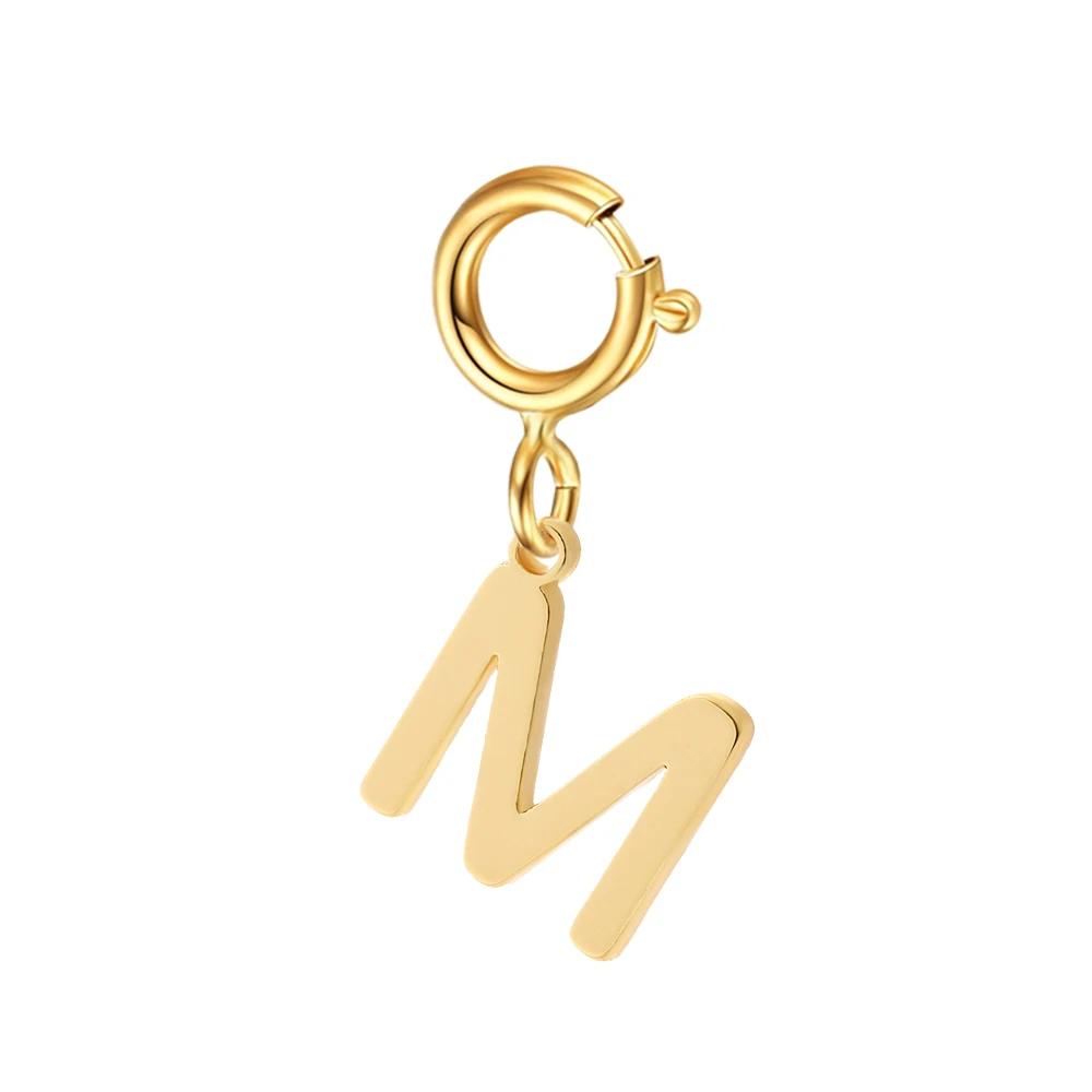 spring buckle Letter Charms Pendant initial charms pendant for Women Necklace earring Zircon keychain DIY accessories Wholesale