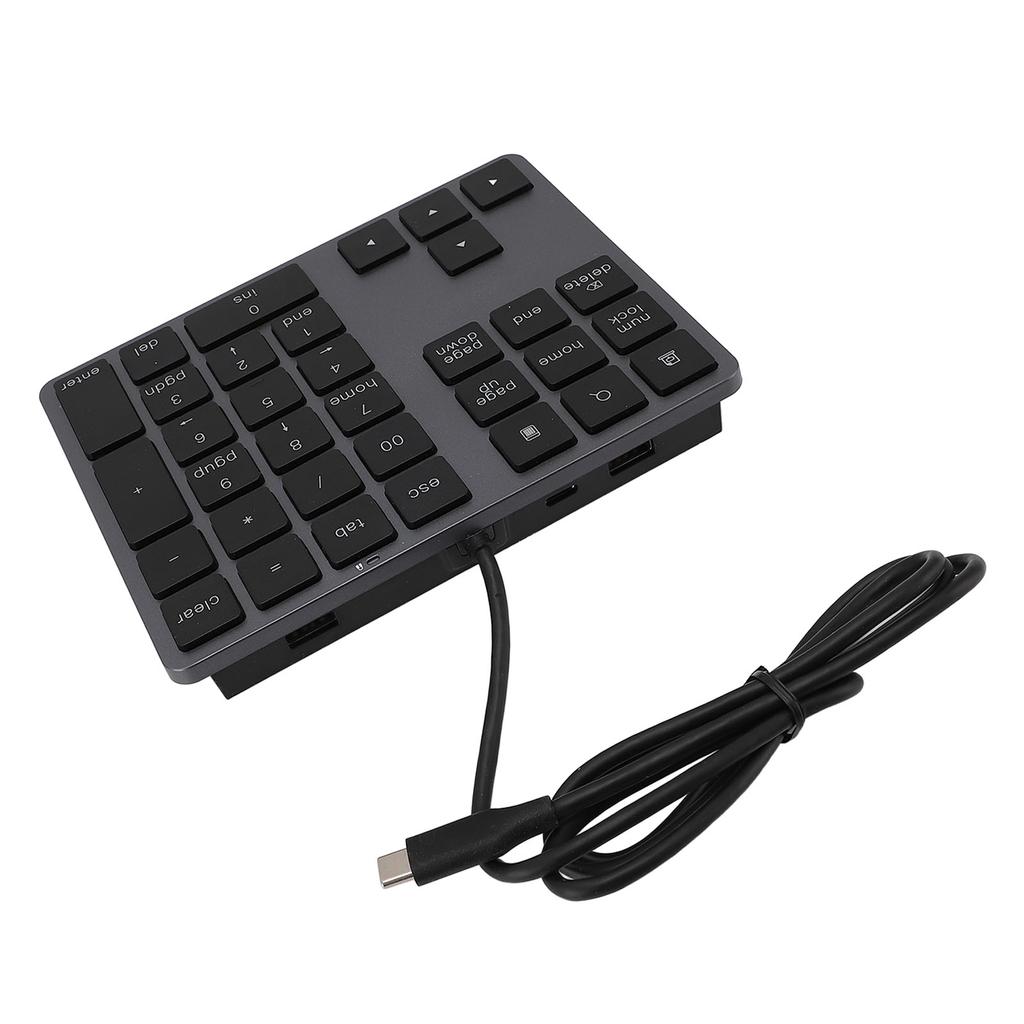 Wired Numeric Keypad USB C 3.1 HUB 5Gbps 34 Keys External Keyboard Slim Wired Numpad for Laptop Desktop PC