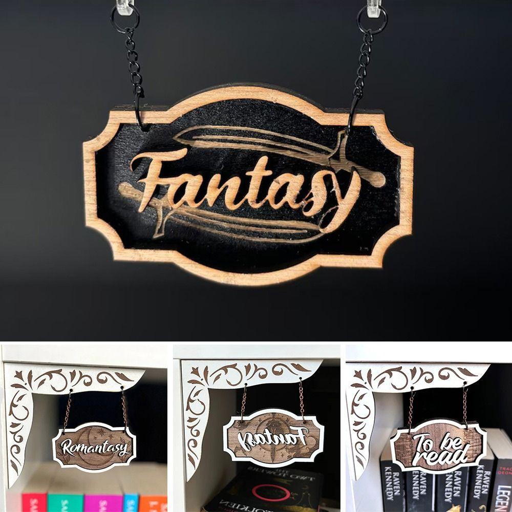 New Wooden Bookshelf Hanging Decoration Dark Romance Decorative Bookshelf Classification Bookshelf Signs for Library