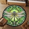 1pc Dragonfly Stained Glass Round Chair mat Area Rug - Non-Slip, Floor Mat for Office, Bedroom, and Indoor Decor -1002267