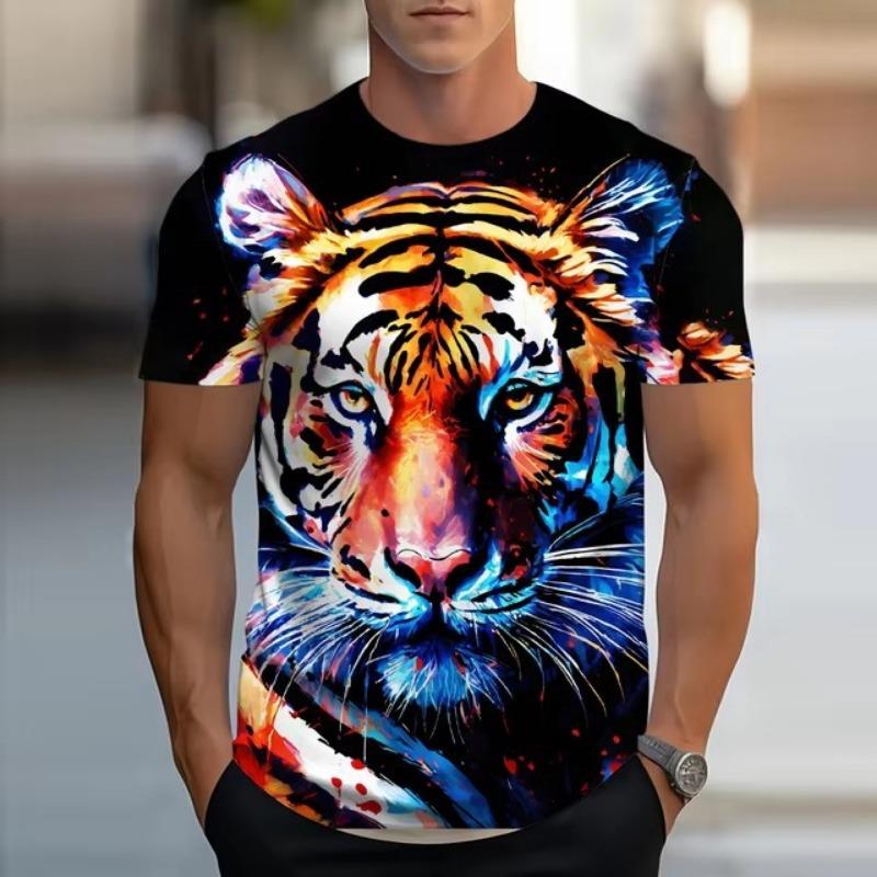 Printed Men's T-shirt Summer Casual T-shirt Animal Pattern Top Harajuku Short Sleeved Shirt