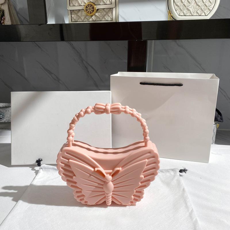 Genți noi de damă tip jeleu din PVC cu fluturi, genți dulci de modă, genți de picnic pentru exterior, genți casual de modă pentru femei
