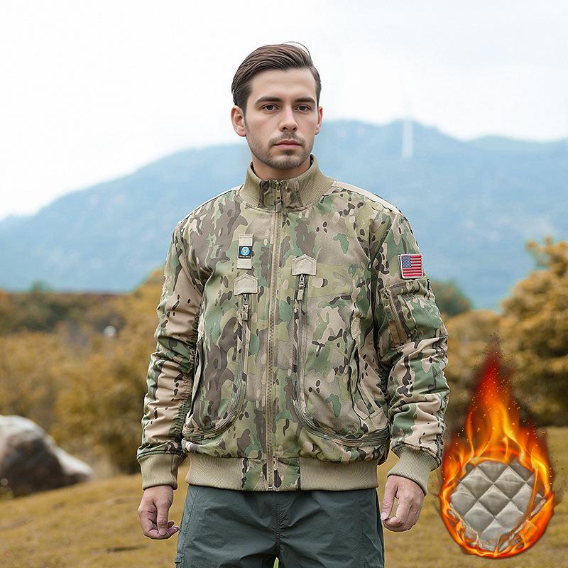 

Winter Cotton-padded Men s Camouflage Coat Outdoor Multi-pocket Loose Tactical Jacket Military Wind Cold-proof Tooling Baseball Uniform 3XL