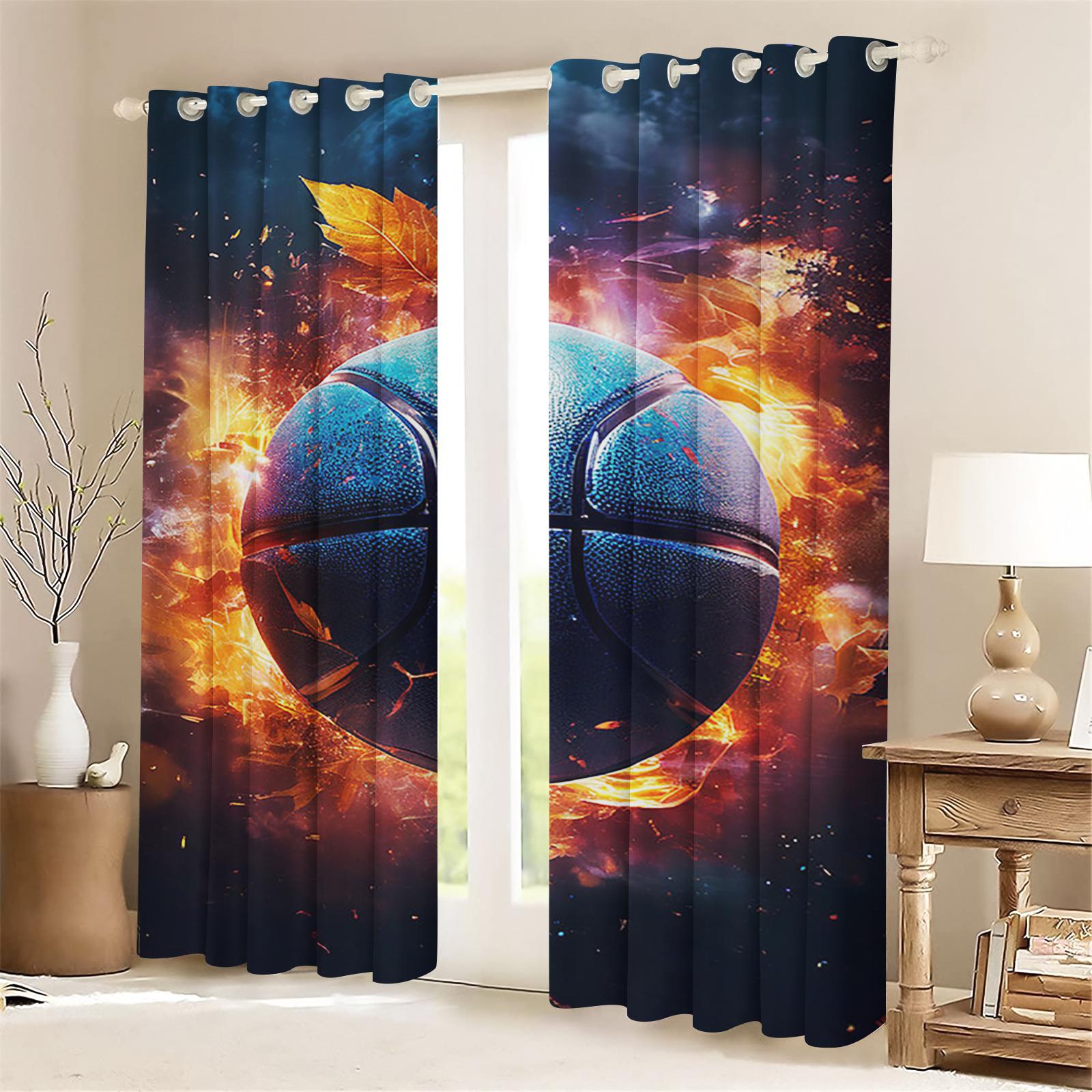

Мультяшная штора Баскетбол для мальчика 3D-принт Спальня Гостиная Окно Блэкаут Перегородка Стиль Украшение дома 100x140cm