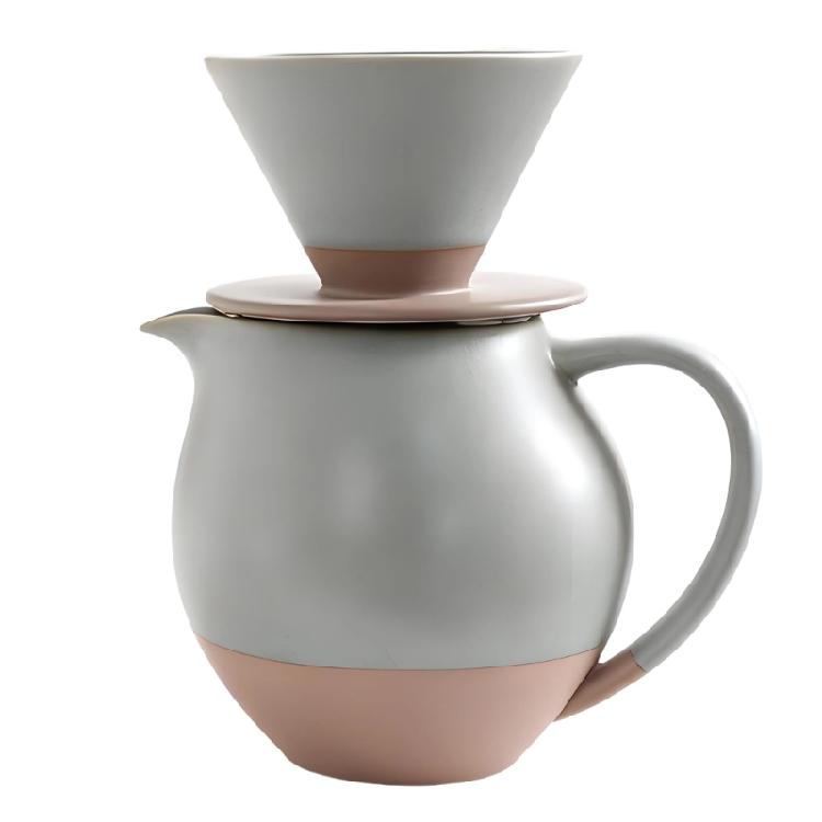 Klassischer Keramik-Kaffeefilter mit geräumiger 830-ml-Kanne, Kaffeemaschine mit großem Fassungsvermögen, Brauset für mehrere Tassen