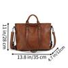 Retro Soft Leather Tote Handbag for Women, One Shoulder, Crossbody, Multi Pocket Divider, Briefcase, Adjustable Shoulder Straps