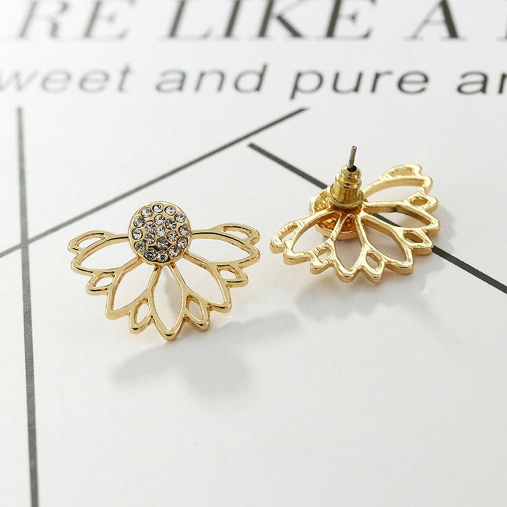 Fashion Women Lady Elegant Ear Stud Unique Hollow Lotus Earrings