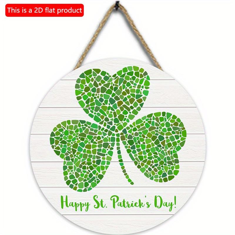 2D Flat 20*20cm1pc Happy St.Patrick's Day Welcome Party Elegant Simplicity Door Decorations Green Lucky Shamrock Leaves Print Hanging Reliable Quality