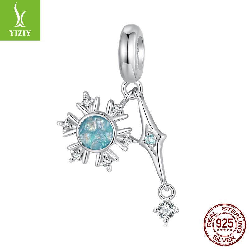 Winter Snowflake Beads S925 Sterling Silver Diy Bracelet Beaded Accessories Jewelry Light Luxury Premium Sense