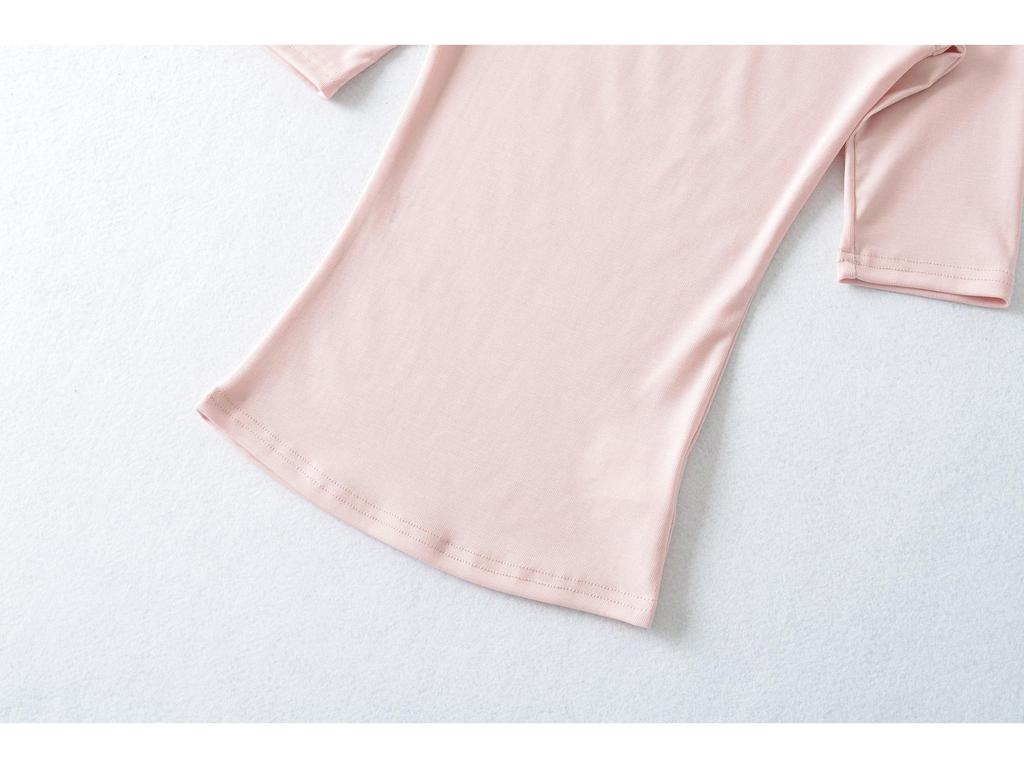 Women's Tencel High-Neck Mid-Sleeve Stretchy Lyocell T-Shirt