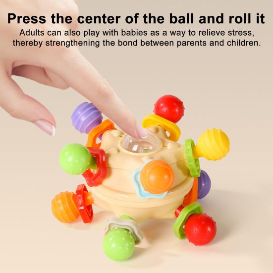 Baby Teething Toy Soft Silicone Rocker Teeth Soother Tooth Ball Shape BPA-Free Infant Chew Toy for Hand-Eye Coordination