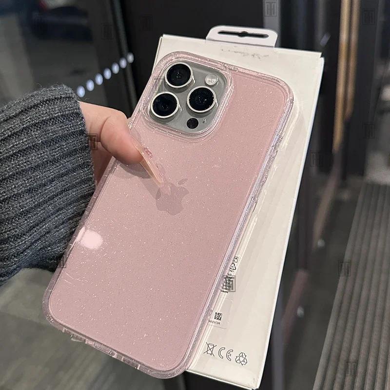 Luxury Bling Glitter Silicone Case For iPhone 15 14 Plus 13 11 12 Mini Pro Max X XS Max XR 7 8 Transparent Soft TPU Cover Funda