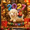 3D Effect Static Window Cling 2027 New Year Glass Door Sticker Sheep Sticker Decal  Living Room