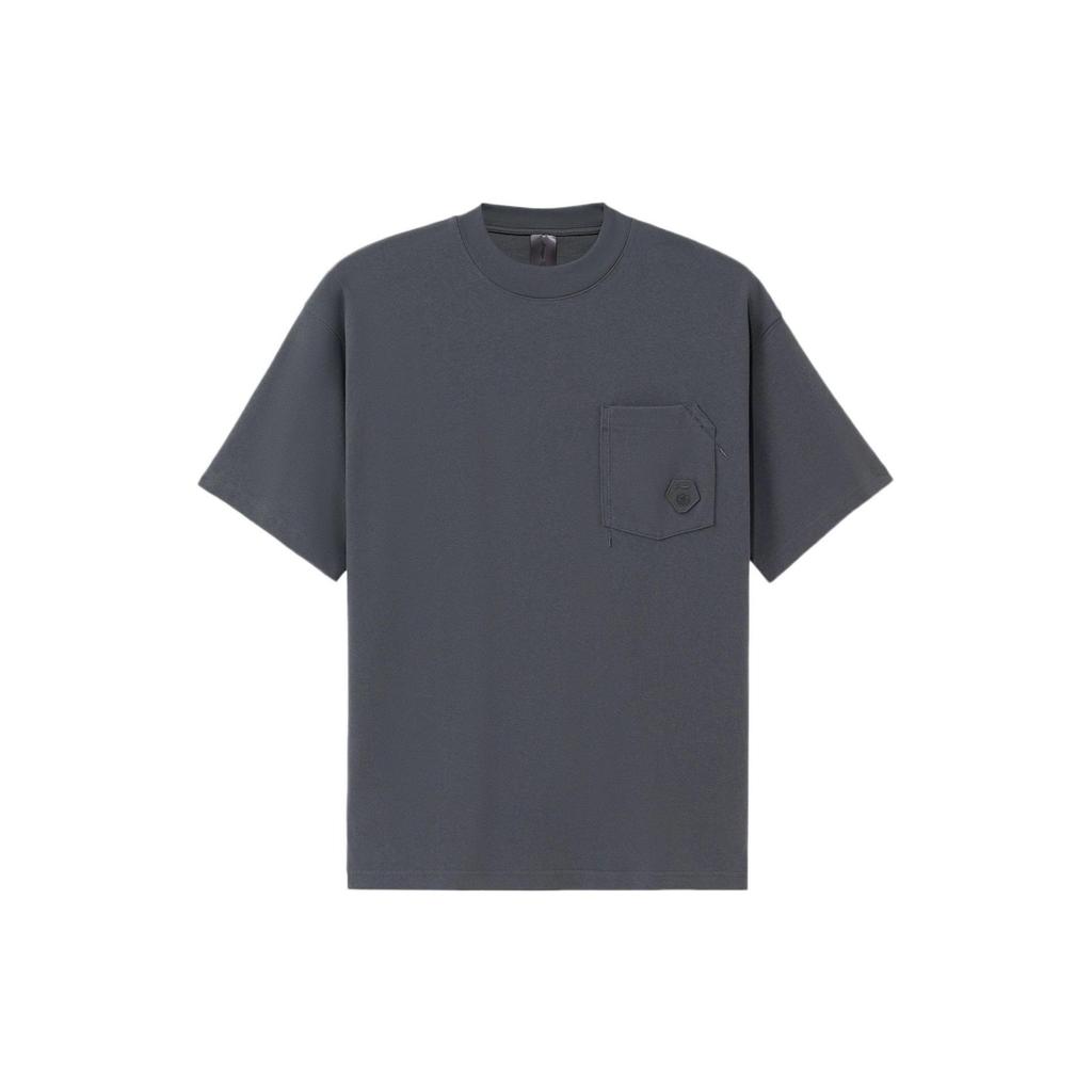 Li-Ning X Jackie Chan Kung Fu Series Solid Color Casual Sport Loose Short Sleeve T-Shirt Men Tops Thunderstorm-Grey AHSS205-2