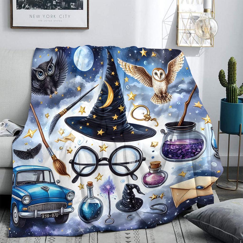 Magic Hat Printed Blanket for Sofa Bed Travel Camping Living Room Office Conditioning Blanket for All Seasons Gifts