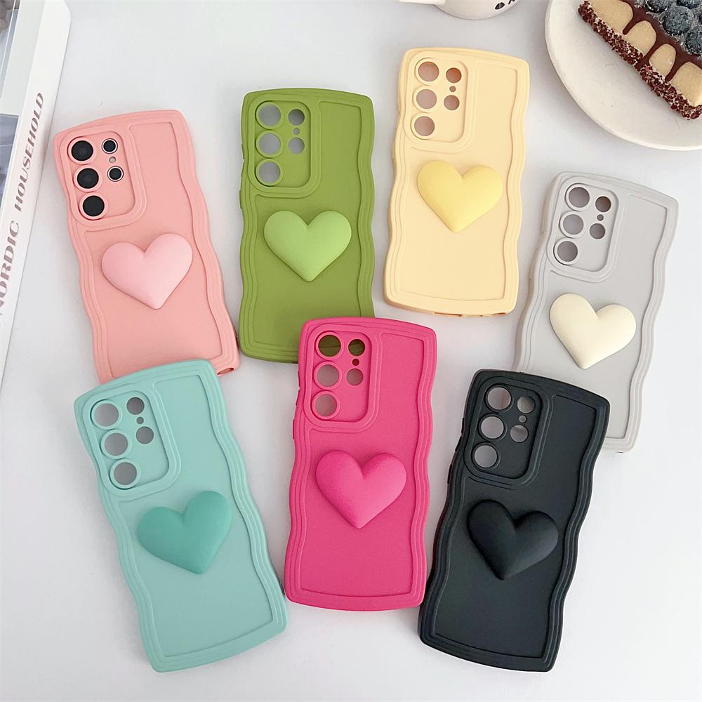 Capa de Celular Fashion 3D Grande Amor Silicone Líquido Para Samsung Galaxy S22 S23 S21 S20 FE Plus S24 Ultra A52 A53 A54 A34 A25 A50 A15 Capa à Prova de Choque