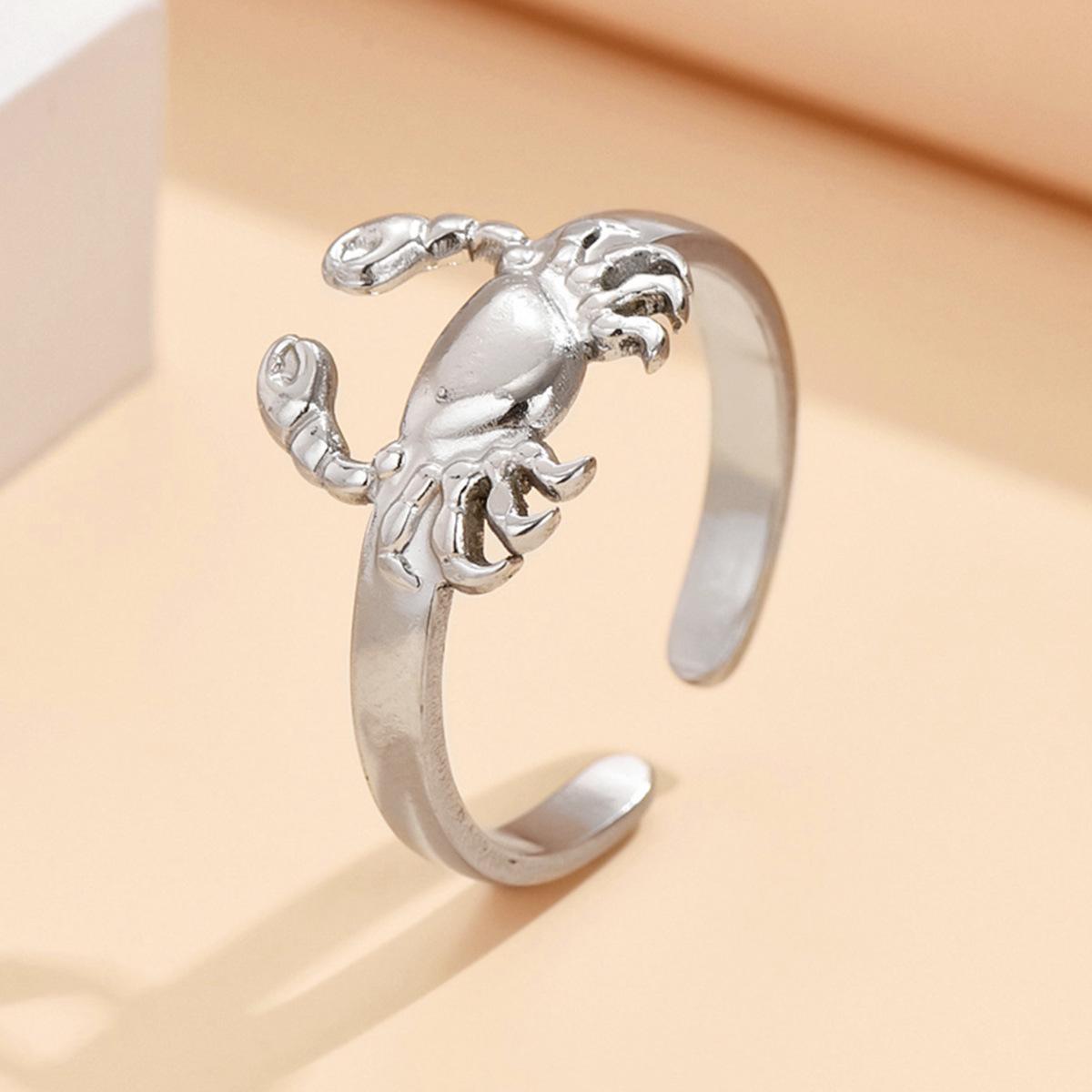 Creative Cartoon Crab Stainless Steel Ring - Ocean Style Cute Student Accessory