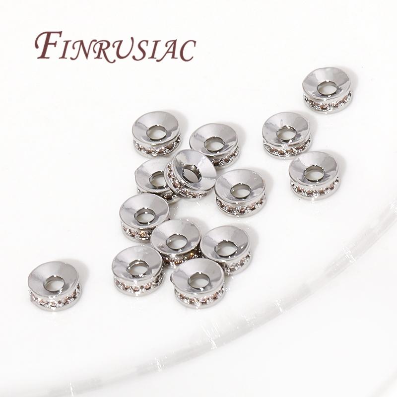 Brass With Zircon Round Wheel Beads 18K Gold Plated Rondelle Crystal Beads Loose Spacer Beads For DIY Beading Jewelry Making