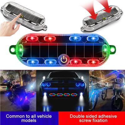 Solar LED Warning Light Waterproof Car Motorcycle Bicycle Safety Strobe Lamp