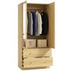 Bedroom Wardrobe with Mirror, 2 Doors, 2 Drawers, Hanging Rail, 80 x 50 x 180 cm, Oak