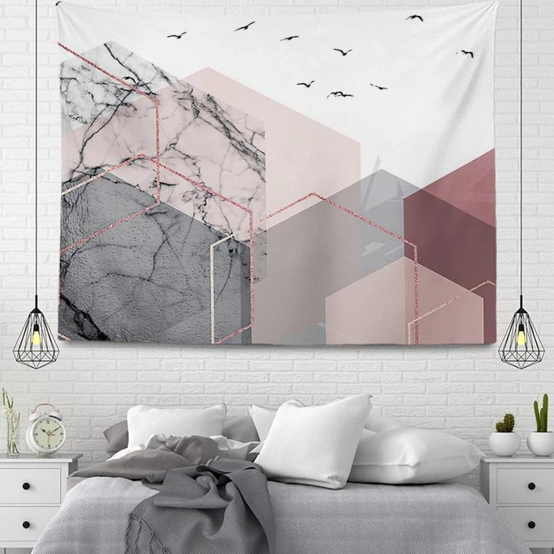 Pink Simple Illustration Decorative Tapestry Home Wall Decoration Office Living Room Tapestry