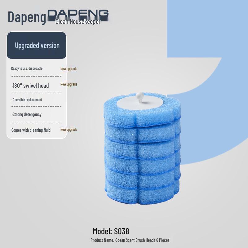 Wall-Mounted Disposable Toilet Brush with Replaceable, Cleaning Agent-Infused Head