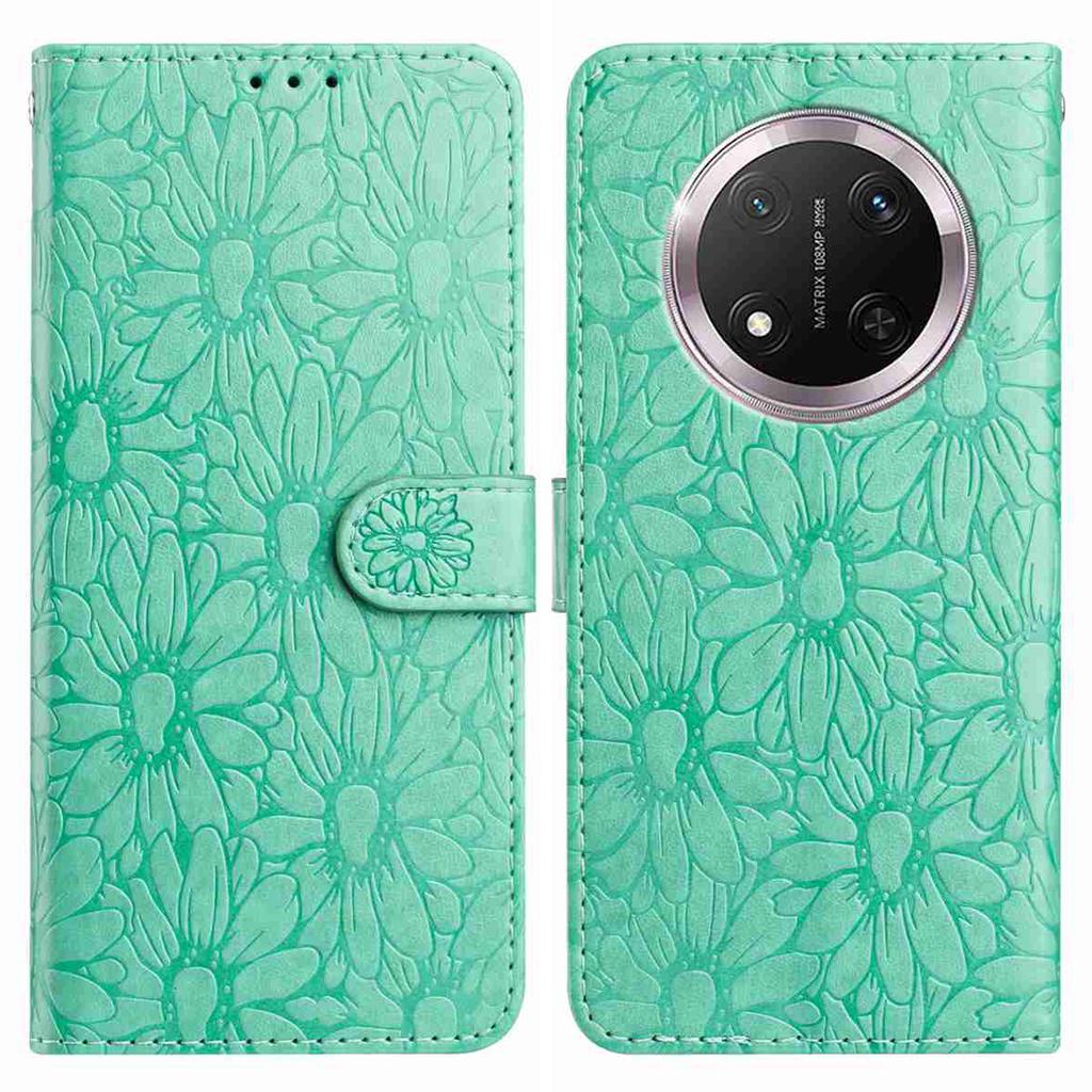 For Honor X9c 5G Leather Case Daisy Imprint Wallet Stand Phone Protective Cover