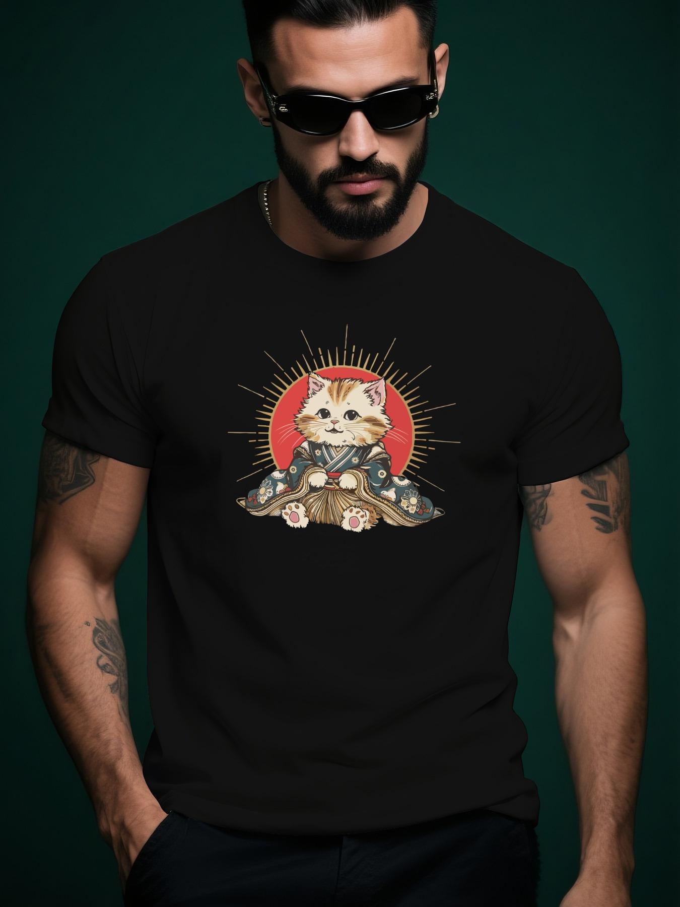 Short-Sleeve Tshirt with a Glowing Kitten Pattern for Sum... XXXXL